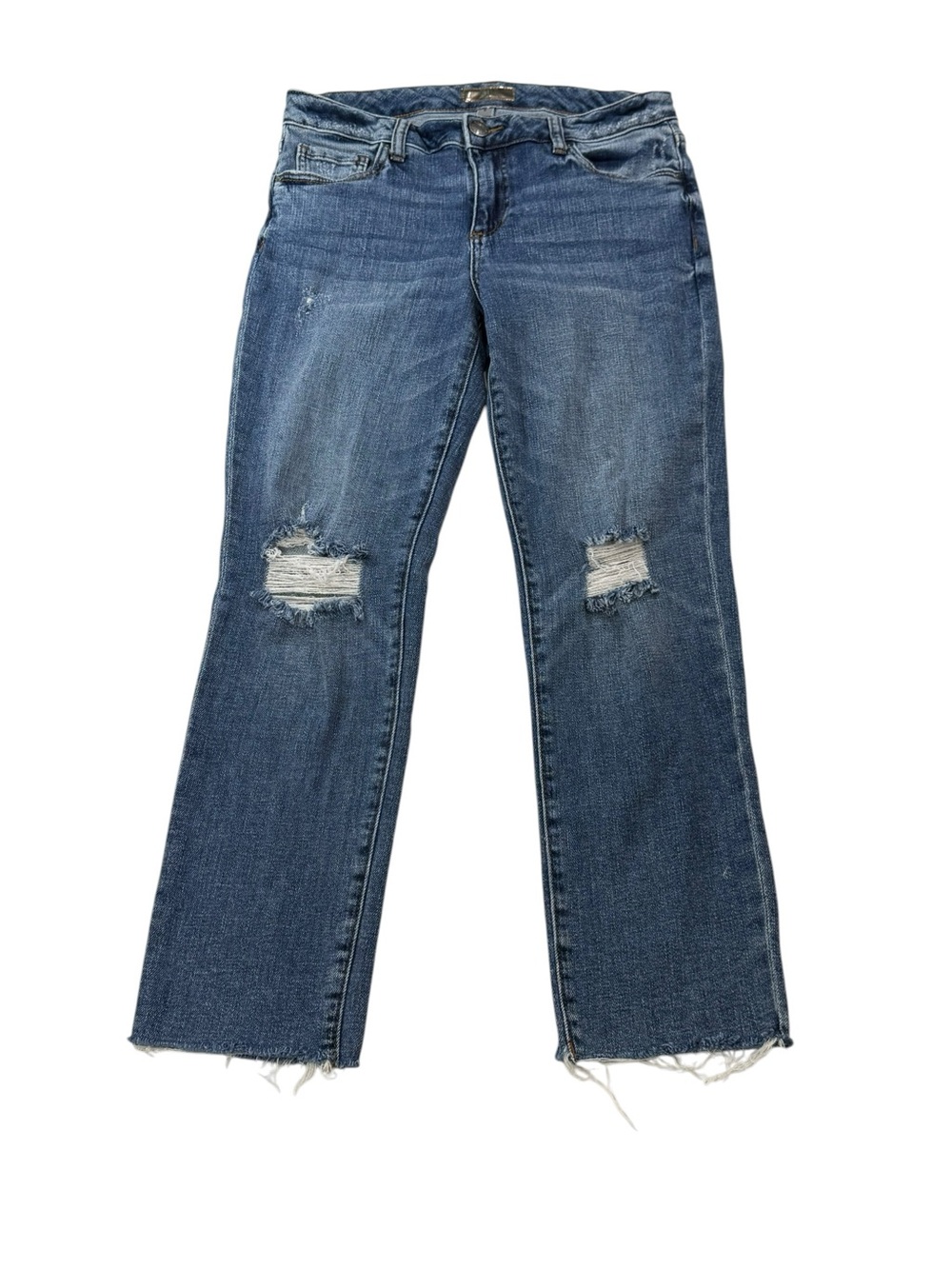 KUT Jeans Reese Ankle Straight Leg Denim Distressed Blue Jeans Size 6 Womens